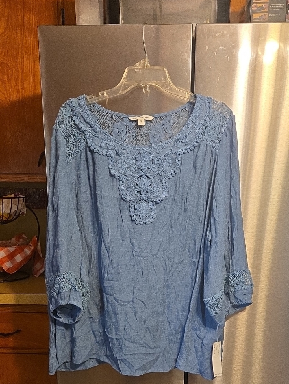 Zac & Rachel Light Blue Crochet Yoke Tunic